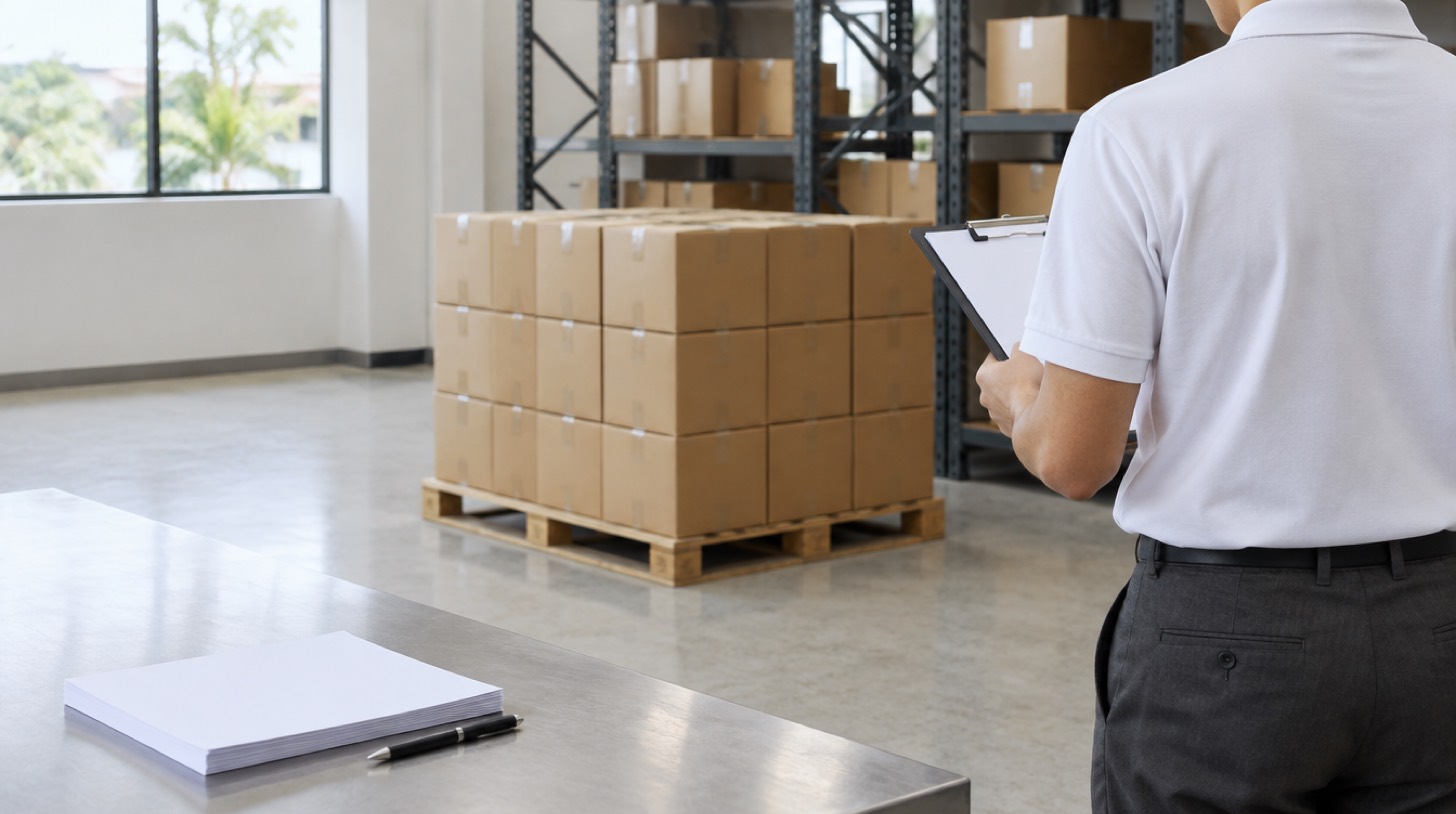 Sealed cartons organised for dispatch